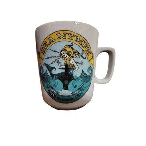Vintage GTE IBM Sea Nymph Coffee Cup Mug, Mermaid Nautical Fish Advertising